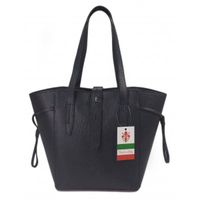 Pakowna włoska torebka skórzana na ramię mieści A4 ,Vera Pelle , Granatowa BKL25BS