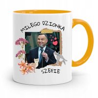 Kubek Żółty Prezydenta Andrzej Duda Pis Dla Ciebie Z Nadrukiem Ze Zdjęciem