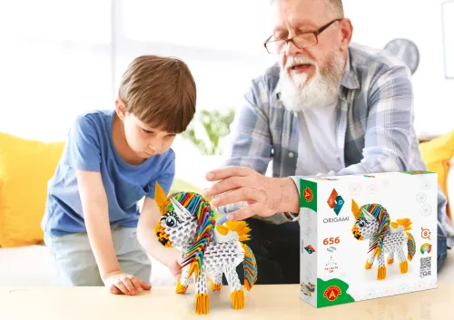 Zabawka kreatywna dla dzieci dorosłych Origami 3D Jednorożec 656 elementów na Arena.pl