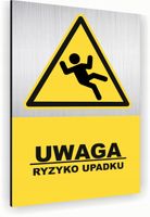 Tabliczka znak informacyjny 20x15 Srebrna RYZYKO UPADKU Nierdzewna