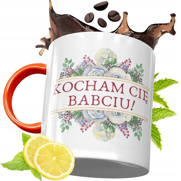 Kubek Pomarańczowy Dla Babci Dzień Babci Prezent Z Nadrukiem Ze Zdjęciem zdjęcie 1