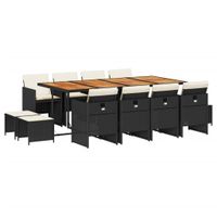 13-cz. zestaw mebli do ogrodu, poduszki, czarny, rattan PE
