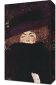 Obraz 30x50cm Lady with Hat and Feather Boa, Klimt Vintage