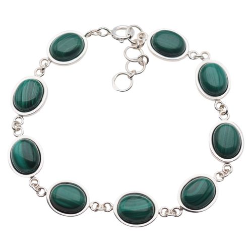 Bransoletka z owalnym malachitem w srebrze na Arena.pl