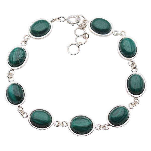 Bransoletka z owalnym malachitem w srebrze zdjęcie 2