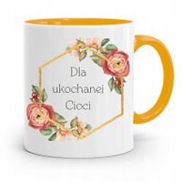 Kubek Żółty Prezent Dla Ukochanej Cioci Ciotki Z Nadrukiem Ze Zdjęciem