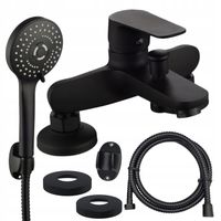 CZARNA BATERIA MONTOWANA NA WANNIE BATERIA NAWANNOWA ZESTAW ZE