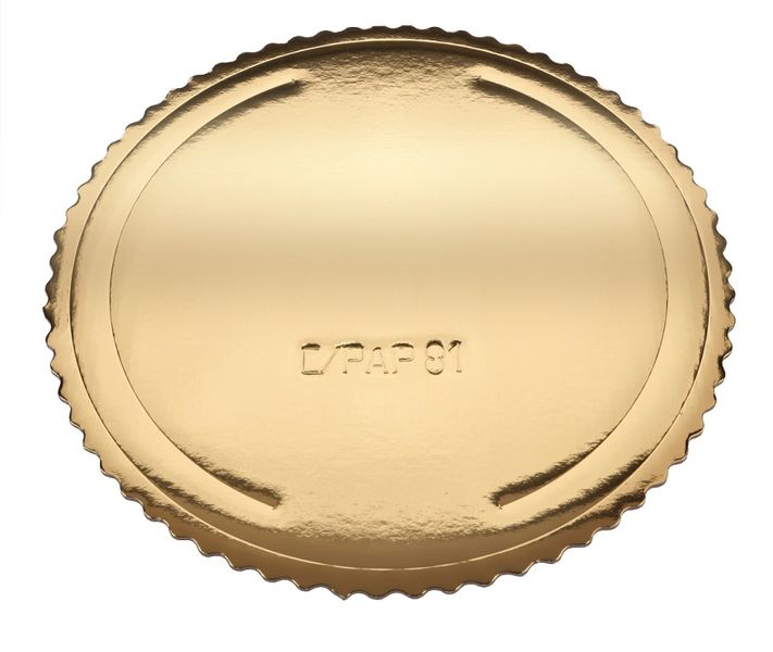 Podkładki okrągłe krążki pod tort ciasto fi 30 cm 2 szt. podkład złoty gruby sztywny falowany brzeg zdjęcie 2