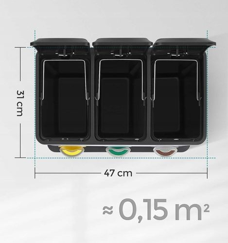 Kosz na śmieci odpady METALOWY 3 KOMORY do segregacji recykling 24l srebrny na Arena.pl