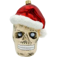 Czaszka Halloween w czapce Świętego Mikołaja: beżowa