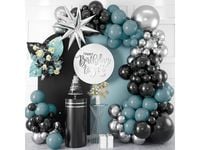 Girlanda balonowa czarno-niebiesko-srebrna, 88 szt.