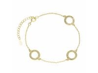 Pozłacana srebrna bransoletka gwiazd celebrytka kółka circle ring cyrkonie srebro 925 Z1461BG_W