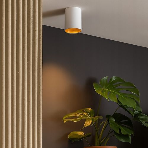 Oprawa Halogenowa sufitowa Natynkowa Tuba LED GU10 spot BIAŁY ZŁOTY na Arena.pl