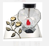 Znicz solarny LED Serce biały inox z różą Dzień/Noc 20 cm