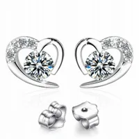 PIĘKNE KOLCZYKI Serce z Lśniące Kryształ