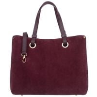 VERA PELLE torebka zamszowa klasyczna z paskiem na ramię V653 c.bordowa