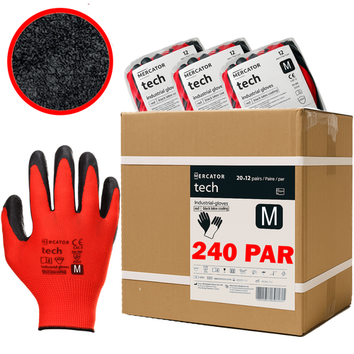 Rękawice Robocze MERCATOR Tech Red+Black Latex - M - 240 Par na Arena.pl