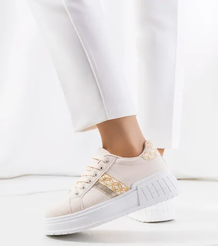Beżowe sneakersy na platformie Kamila 37 na Arena.pl