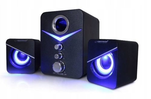 GŁOŚNIKI KOMPUTEROWE 2.1 PODŚWIETLENIE LED MOC 6W na Arena.pl