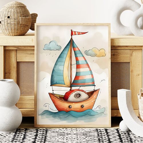 Plakat dla dziecka łódka statek 40x50 cm na Arena.pl