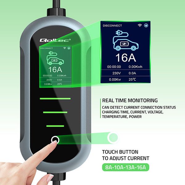 Qoltec Mobilna ładowarka EV 22kW | Typ2 | Wi-Fi | 7m zdjęcie 4
