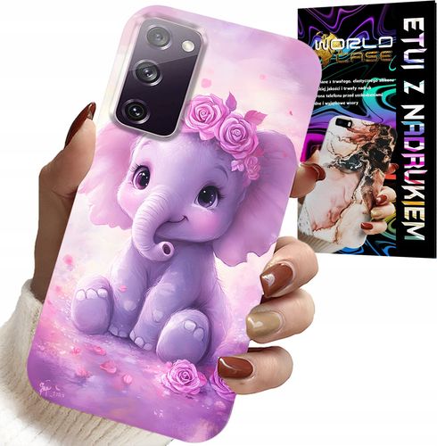 ETUI DO SAMSUNG GALAXY S20 FE - SŁODKI SŁONIK NA RÓŻOWYM TLE CASE +FOLIA na Arena.pl