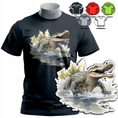 KOSZULKA T-SHIRT MĘSKI WZORY DO WYBORU - KROKODYL ZĘBY WĄŻ ZWIERZE SMOK - S na Arena.pl