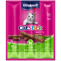 vitakraft cat stick mini kabanosy z kurczakiem i trawą 3x18g