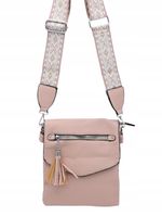 Erick Style - torebka listonoszka skóra ekologiczna pasek BOHO różowy A0951