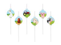 Słomki papierowe Farma, 6 szt.