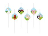 Słomki papierowe Farma, 6 szt.