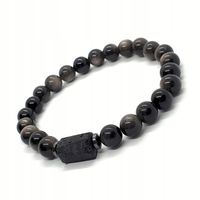 Bransoletka męska na prezent z kamieni turmalin czarny obsydian