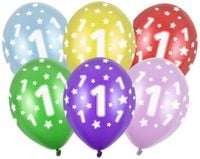 Balony 30cm, 1st Birthday, Metallic Mix 6 sztuk