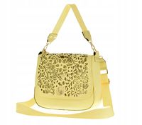 Laura Biaggi - torebka listonoszka żółty groszek mat ażurowa klapka F259