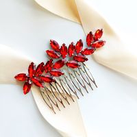 Srebrna czerwona ozdoba z cyrkoniami kryształkami grzebień wpinka do koka