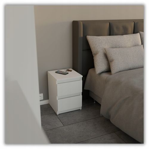 szafka nocna biała loft 30 cm, stolik nocny, nakastlik 2 szuflady na Arena.pl