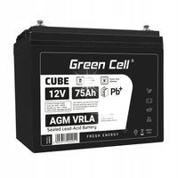 AKUMULATOR AGM 12V 75Ah GREEN CELL FOTOWOLTAIKA ZASILACZE UPS POJAZDY ELEK.