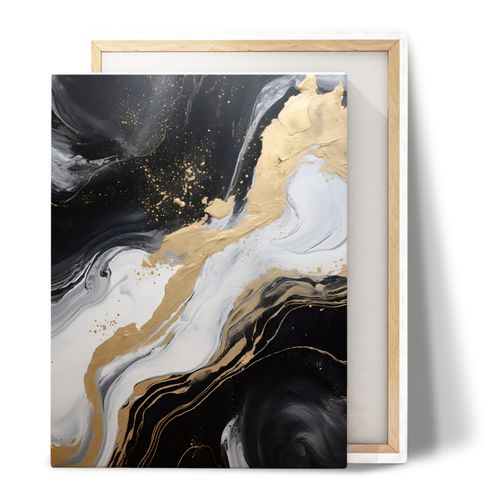 Obraz Canvas Do Salonu Czarny MARMUR Abstrakcja Elementy Złota 30cm x 20cm na Arena.pl
