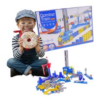 Domino kolejka układająca kolorowe klocki Tor wyścigowy PREZENT dla Chłopca