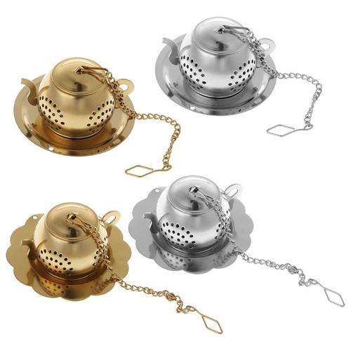Zaparzacz do herbaty - mini czajniczek na herbatę - stalowy Złoty na Arena.pl