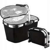 Składany Koszyk Termiczny TSG-248 Piknikowy Na Zakupy Plażę Uchwyt Czarny