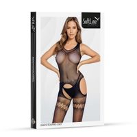 bodystocking siateczkowy czarny z wycięciami softline 2065 one size