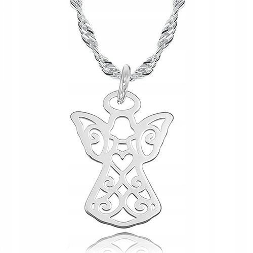 SREBRNY ŁAŃCUSZEK ANIOŁEK ZESTAW ŁAŃCUSZEK Z ANIOŁKIEM NA KOMUNIĘ na Arena.pl