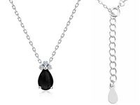 RODOWANY SREBRNY NASZYJNIK ŁEZKA KROPLA CYRKONIE