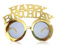 Okulary urodzinowe Happy Birthday, złoty