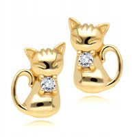 Złote Kolczyki 925 Kotki Koty dla dzieci Sztyfty Wkręty