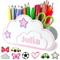 Organizer na biurko 3D Duża chmurka Przybornik na kredki IMIĘ piórnik EKO