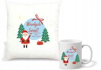 Zestaw PODUSZKA i KUBEK z nadrukiem ŚWIĄTECZNY PREZENT + IMIĘ DEDYKACJA