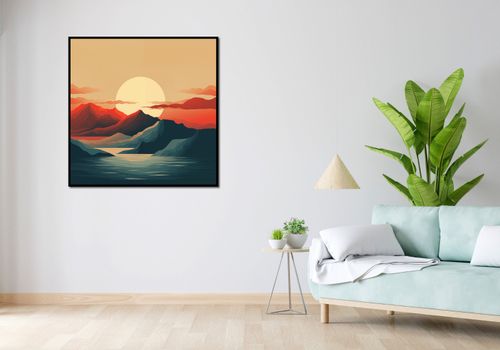 Plakat 100x100cm Zachód Słońca nad Górami na Arena.pl