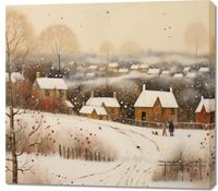 Obraz 100x90cm Wioska Otulona Śniegiem